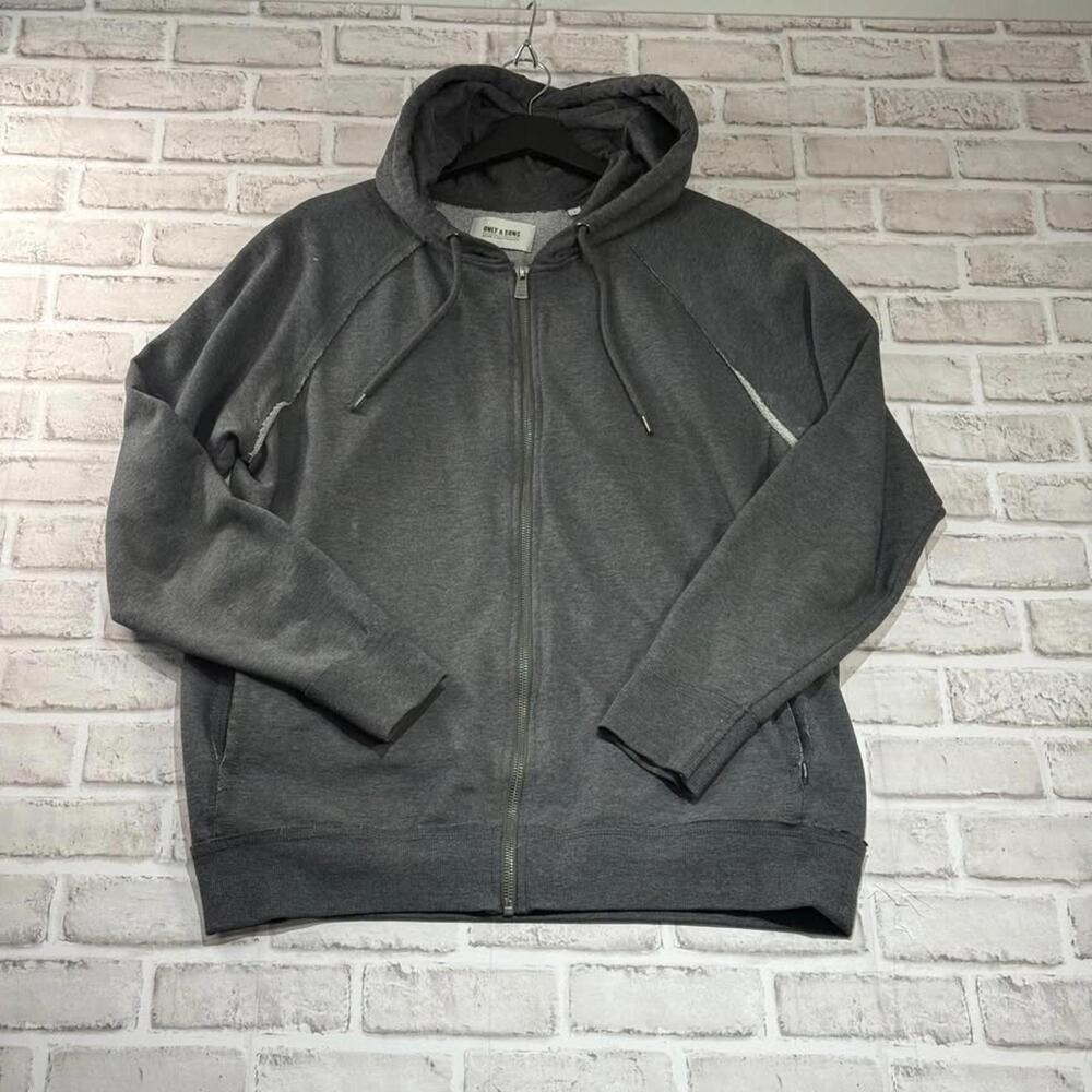 Only & Sons Hooded Full Zip‎ Sweatshirt Lightweight Grey Men's Size L